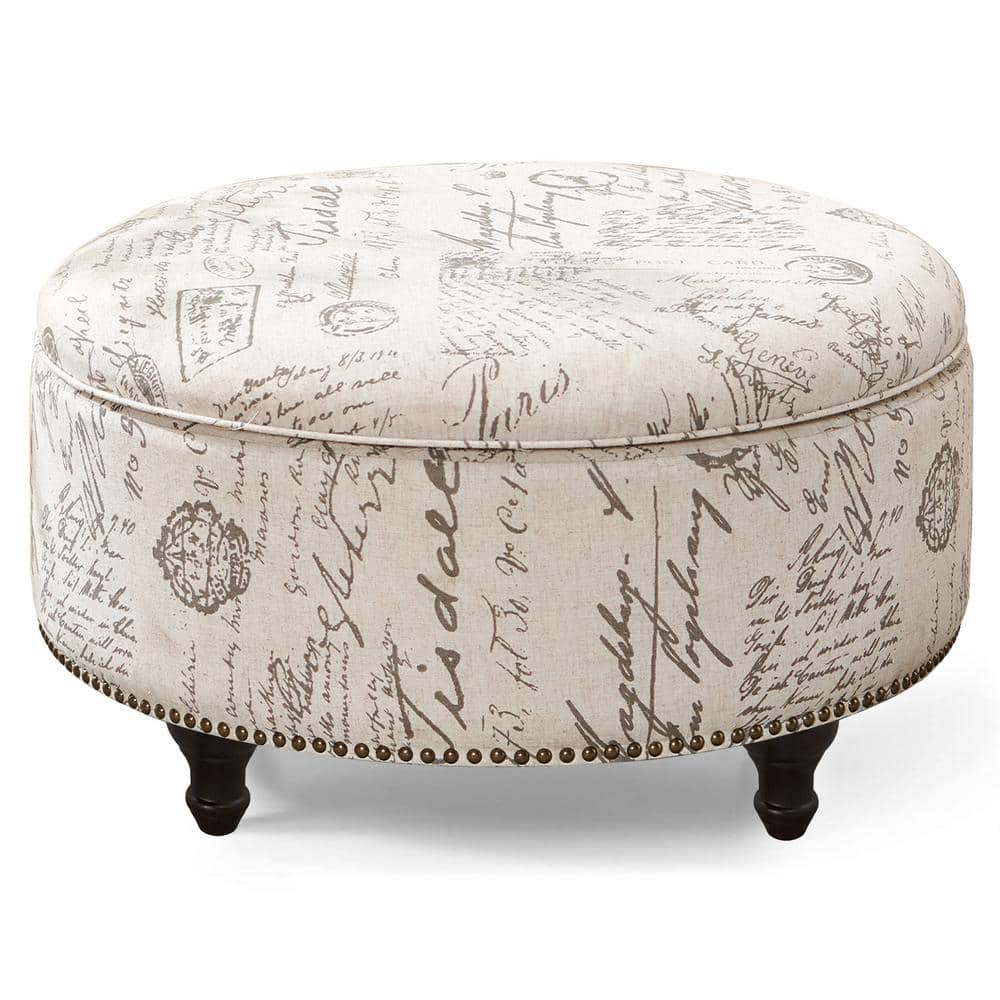 Nathaniel Home 30 in. Round Storage Ottoman, Modern and Luxury Velvet  Style, Nail Head Tufted Seating, Footrest Stool Bench, Gray 19023-GY - The  Home Depot