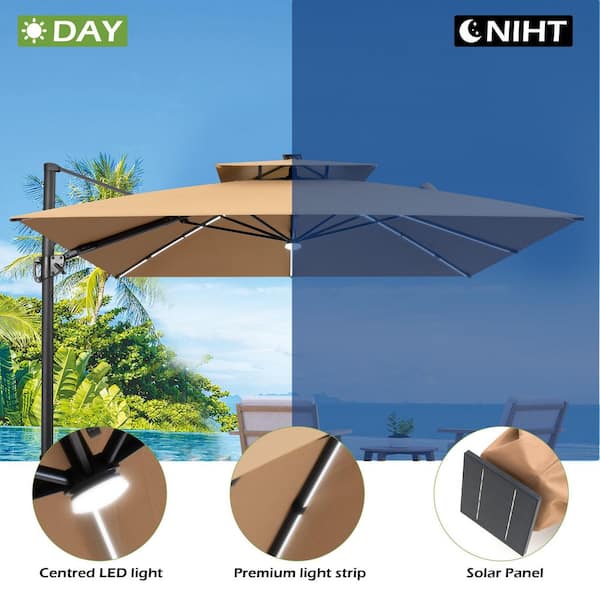9 round patio umbrella threshold 9' Round Outdoor Patio Market Umbrella Basil with Black Pole