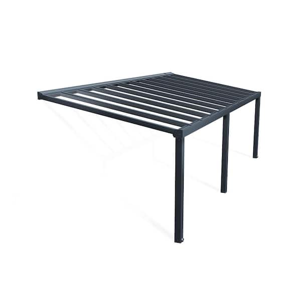 Stockholm 11 ft. x 27 ft. Gray/Clear Aluminum Patio Cover