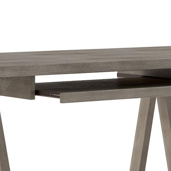Simpli Home Harper Solid Hardwood Desk in Farmhouse Grey