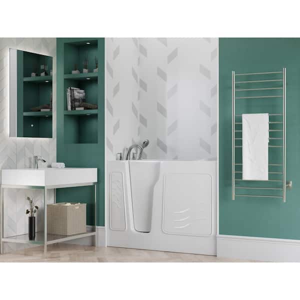 Universal Collection 29 in. L x 52 in. W Left Side Drain Soaker Bathtub in White with Fast Filling Faucet Set