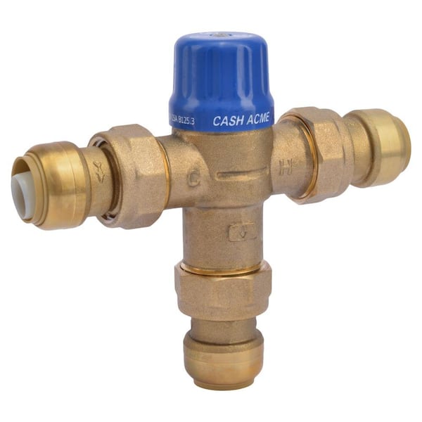 SharkBite 3/4 in. Push-to-Connect Union Brass Heat Guard 110-D Thermostatic Mixing Valve