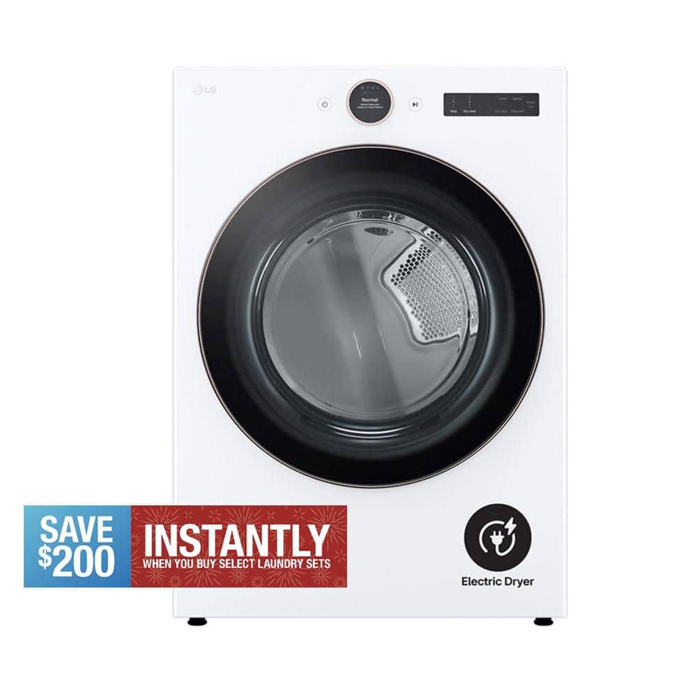 7.4 cu. ft. Vented Stackable SMART Electric Dryer in White with TurboSteam and AI Sensor Dry Technology