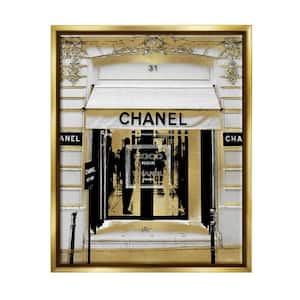 Exquisite Storefront French Architecture by Madeline Blake Floater Frame Architecture Wall Art Print 21 in. x 17 in.