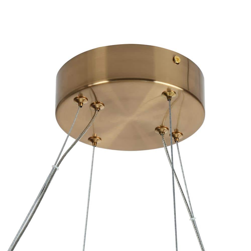 Brass Oval LED Chandelier with Metal Tassel Accents