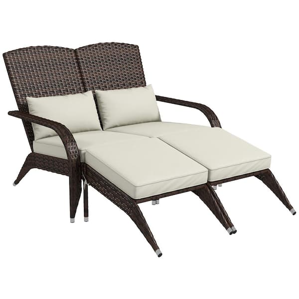 Outsunny Metal Outdoor Cream White Pieces 2 Sectional Set with Cushions