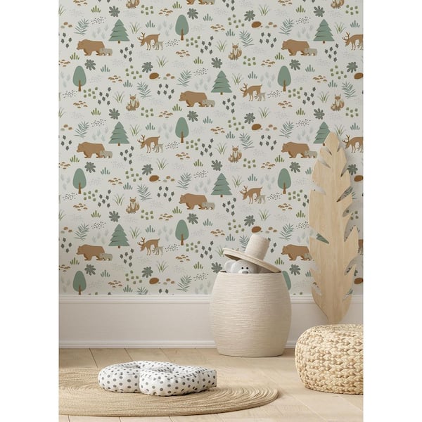 Blue Finola Bears Matte Paper Non-Pasted Wallpaper Roll