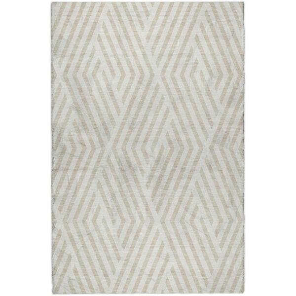 Dream Shag Premium Machine Washable Abstract ADS550 Ivory 9 ft. x 12 ft. Area Rug