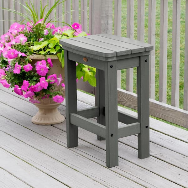 Highwood Lehigh Coastal Teak Counter-Height Recycled Plastic Outdoor Bar Stool