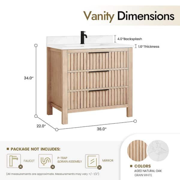ROSWELL Shenzhen 36 in.W x 22 in.D x 33.9 in.D Single Bath Vanity
