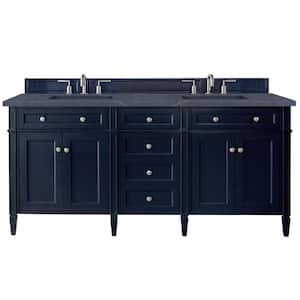 Brittany 72 in. W x 23.5 in.D x 34 in. H Double Bath Vanity in Victory Blue with Quartz Top Charcoal Soapstone