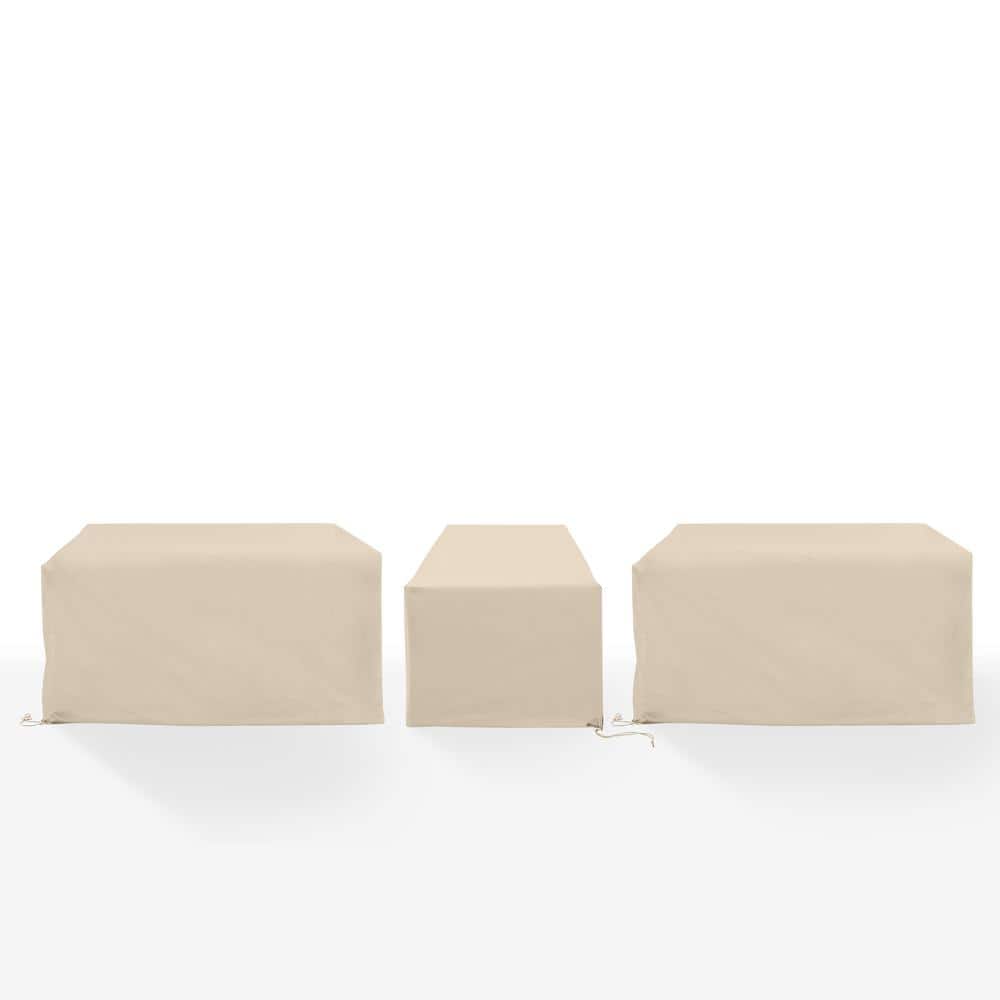 Tan Heavy-Duty Vinyl 3-Piece Outdoor Sectional Cover Set