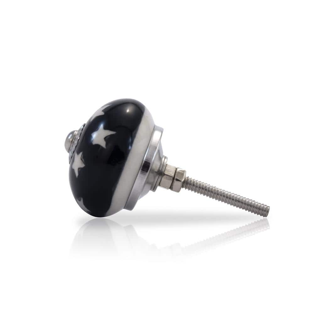 Hand-Painted Ceramic Round Knob with Mounting Hardware