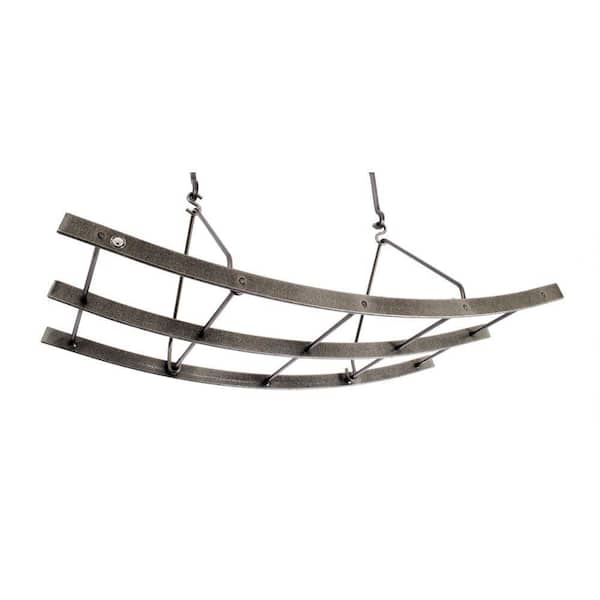 Handcrafted Reversible Arch Ceiling Pot Rack with 12 Hooks Hammered Steel