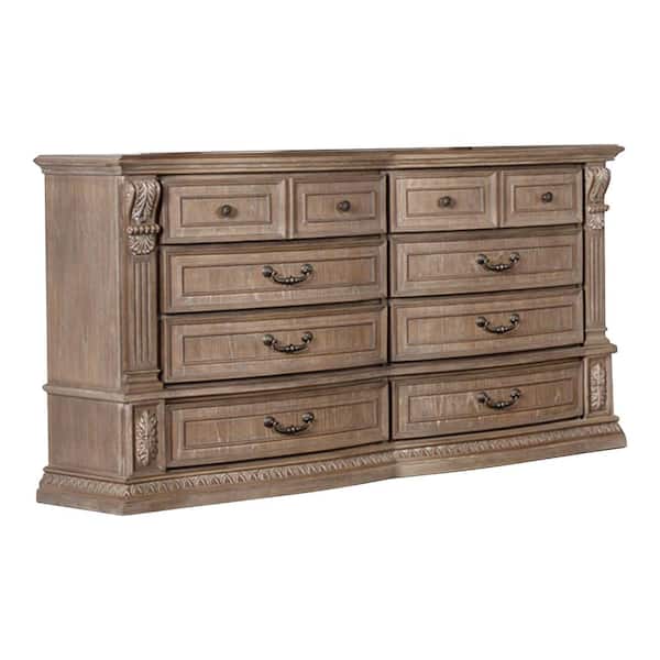 Furniture of America Nesi Weathered Oak 8-Drawer 67 in. Dresser