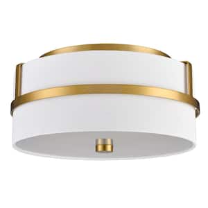 14.57 in. 2-Light Gold Flush Mount with No Glass Shade and No Light Bulb Type Included (1-Pack)