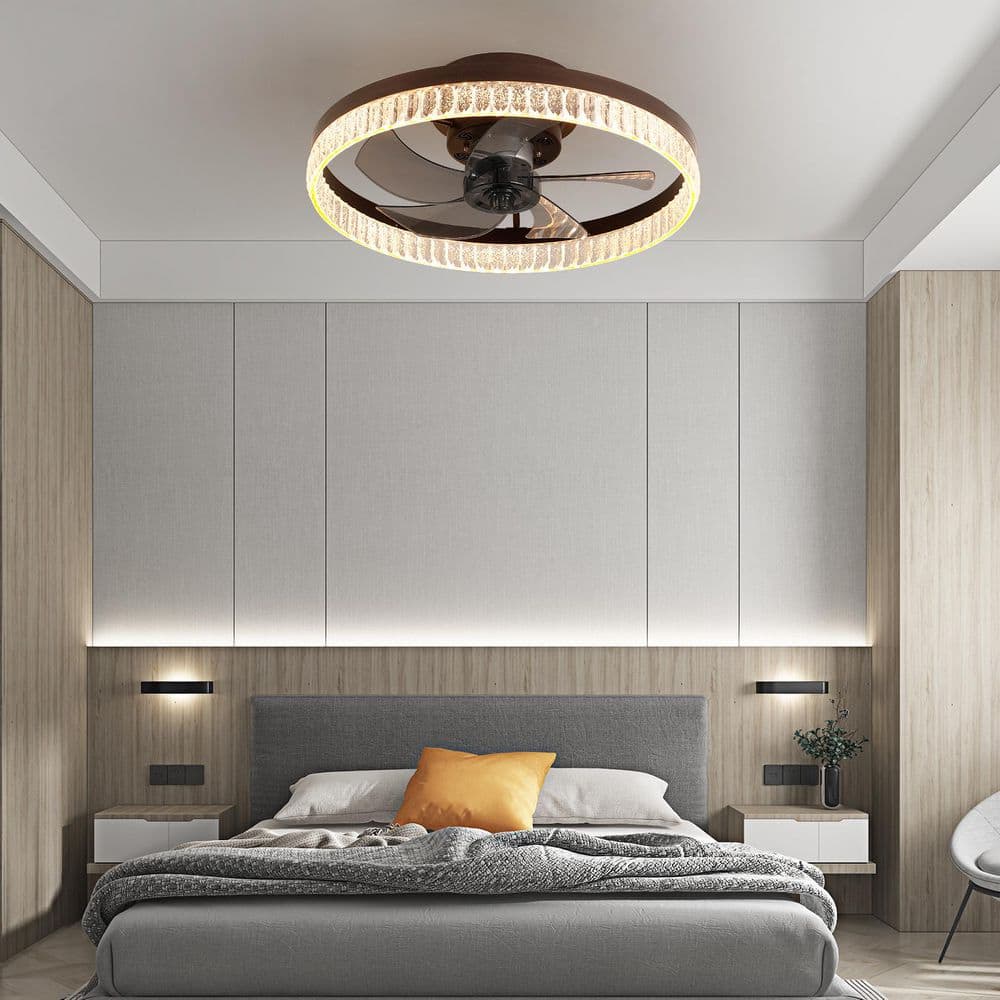 20 in. Smart Indoor Brown Flush Mount Standard Ceiling Fan with Integrated LED and Remote Included price history on PriceWatchPro