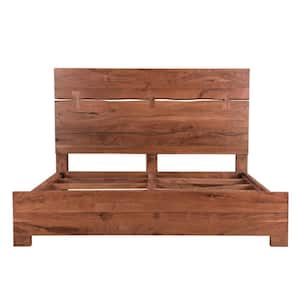 Mariana Brown Wood Frame King Panel Bed with Solid Wood Live Edge