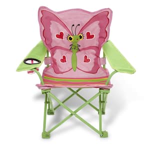 Butterfly Child's Folding Outdoor Camping Chair in Pink and Green