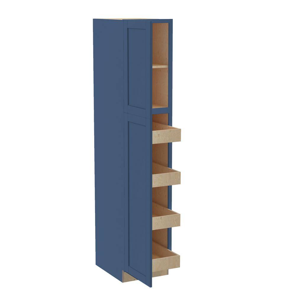 Washington Vessel Blue Plywood Shaker Assembled Utility Pantry Kitchen Cabinet 4 ROT Sf Cl L 18 in W x 24 in D x 84 in H
