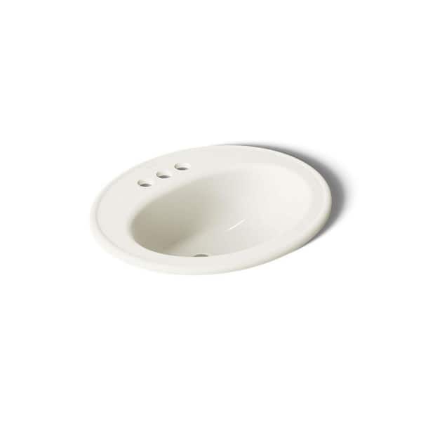 Pennington 20-1/4 in. Drop-In Vitreous China Bathroom Sink in Biscuit with Overflow Drain