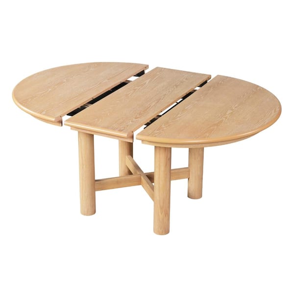 Natural Wood Extendable Oval Dining Table 47" to 63" with 16" Removable Leaf Solid Wood Legs Seats 4-6 People