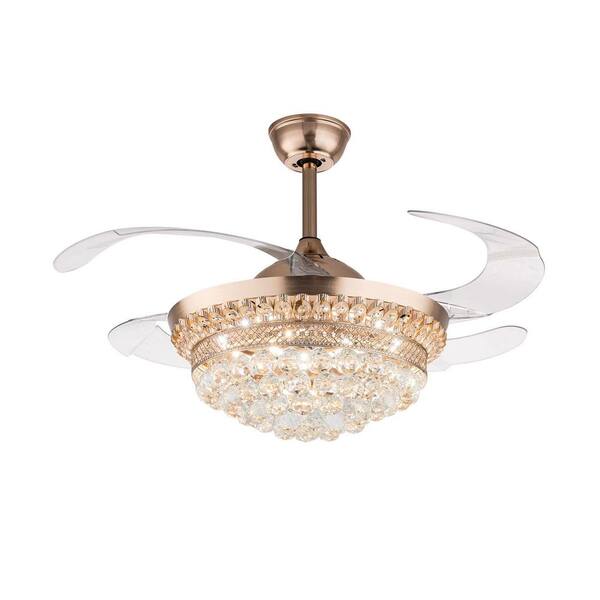 OUKANING 42 in. Integrated LED Indoor Gold 3 Color 3 Speed Crystal