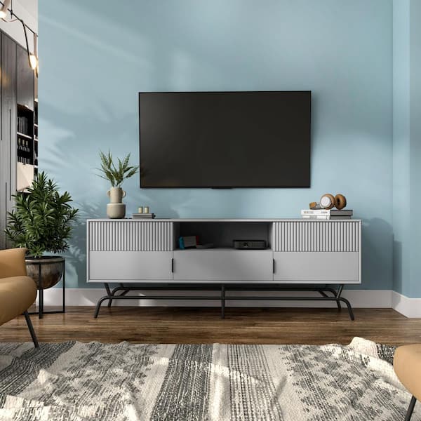 Furniture of America Yaztra Gray TV Stand Fits TV's up to 65 in. with 3-Drawers