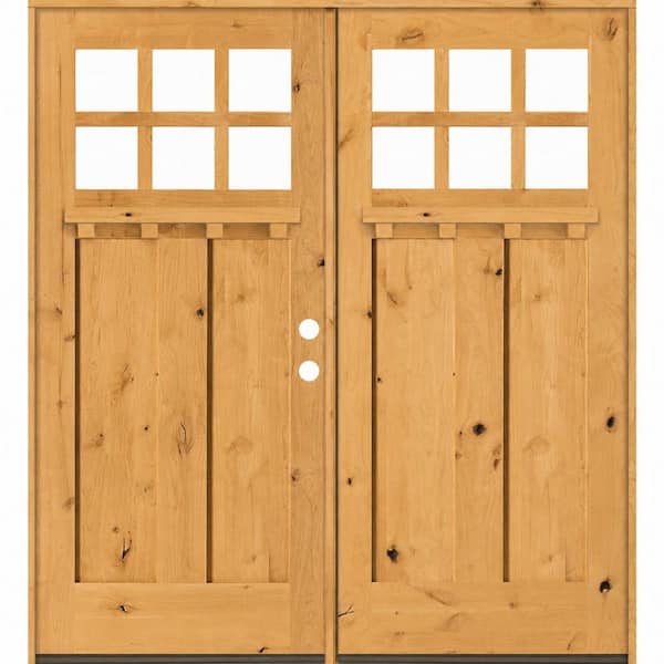 Krosswood Doors 64 in. x 80 in. Rustic Knotty Alder Clear 9-Lite