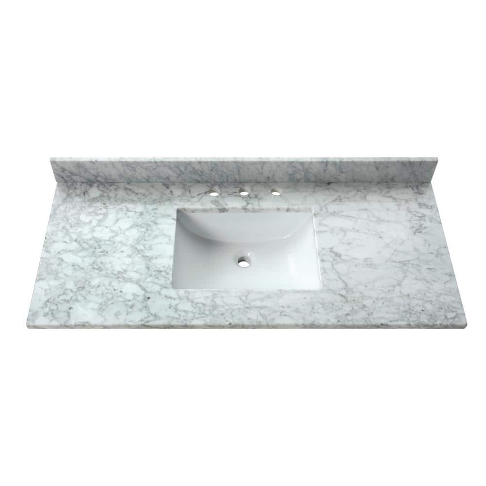 49'' Carrara White Marble Single Sink Bathroom Vanity Top