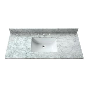 49 in. W x 22 in. D Marble Vanity Top in Carrara White with White Rectangular Single Sink