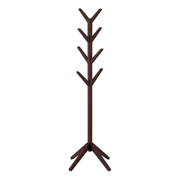 Lavish Home Espresso Brown 8-Hook Modern Freestanding Wooden Coat Tree