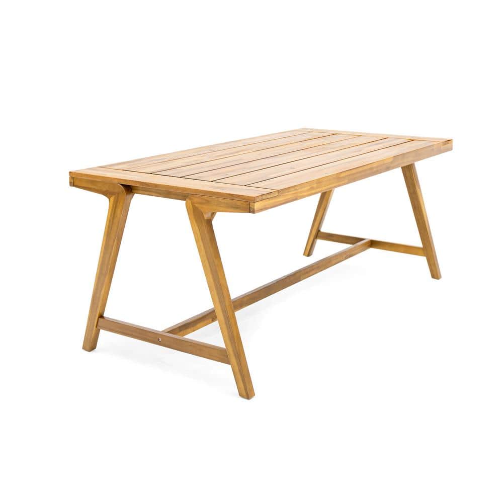 Brown Acacia Wood 3-Piece Outdoor Dining Set with Backless Benches