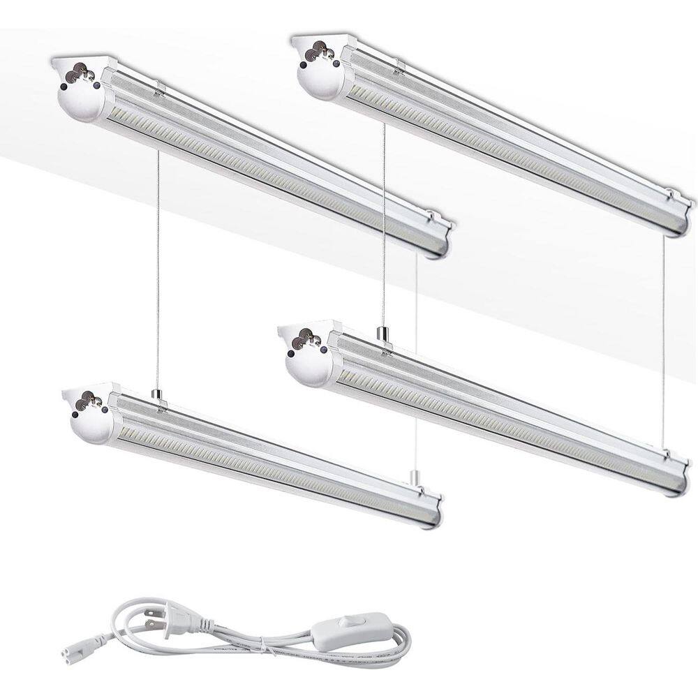 8 ft. 100-Watt Equivalent Linkable T8 LED White Shop Light, 15000 Lumens 6000K Super Bright Hanging/Surface Mount 4-Pack price history on PriceWatchPro