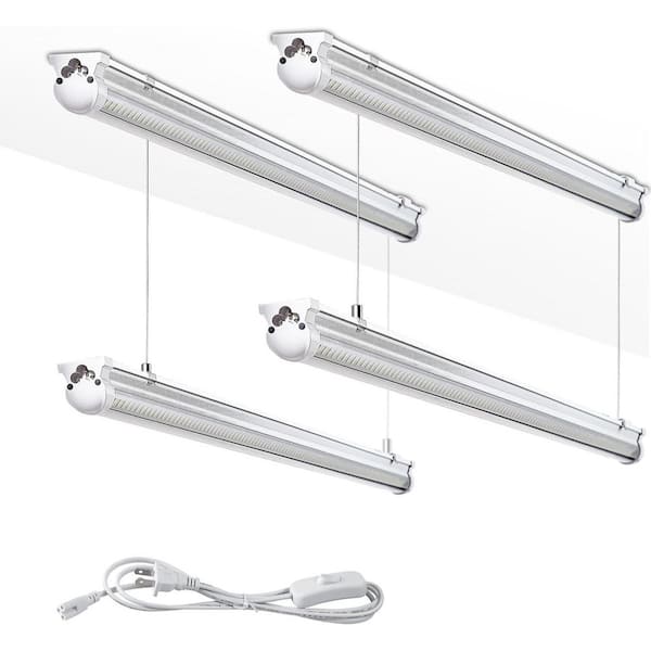 8 ft. 100-Watt Equivalent Linkable T8 LED White Shop Light, 15000 Lumens 6000K Super Bright Hanging/Surface Mount 4-Pack