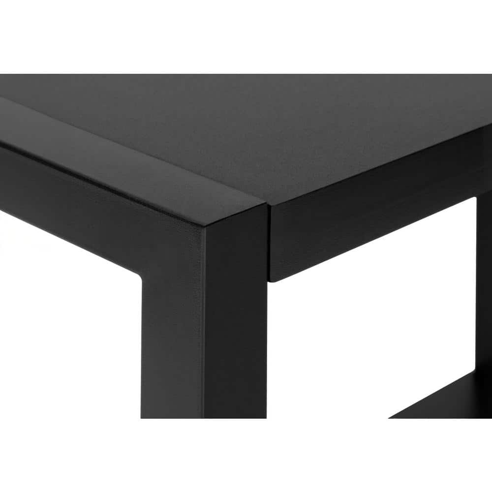 Black Metal Rectangular End Table with Shelf