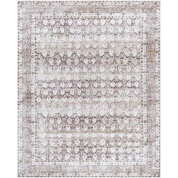 Livabliss Lorelai Ivory/Brown Traditional 5 ft. x 7 ft. Indoor Machine-Washable Area Rug