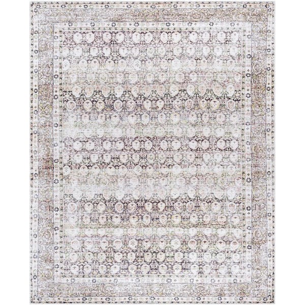 Livabliss Lorelai Ivory/Brown Traditional 8 ft. x 10 ft. Indoor Machine-Washable Area Rug