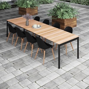 Pitinga 9-Piece 100% FSC Teak Wood and Rust Free Aluminum Extendable Patio Dining Set