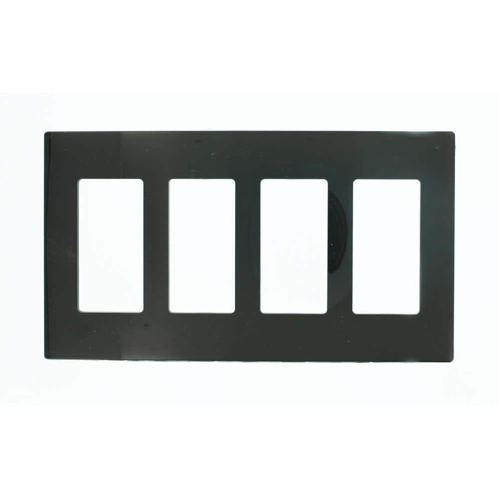 Black Thermoplastic Nylon 4-Gang Screwless Wall Plate