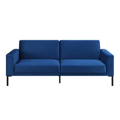 Blue Velvet Futon Sofa Bed