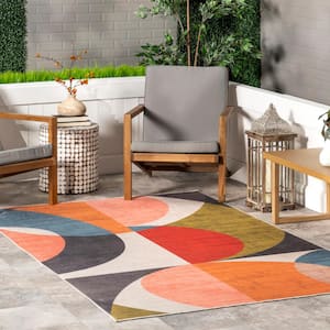 Lizzy Modern Machine Washable Multicolor 5 ft. x 8 ft. Indoor/Outdoor Area Rug