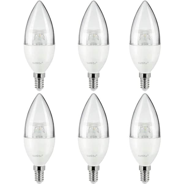 Sunlite 40-Watt Equivalent B10 Dimmable European E14 Base Frosted Torpedo  Tip Chandelier LED Bulb in Warm White 2700K, (6-Pack) HD03364-6 - The Home  Depot