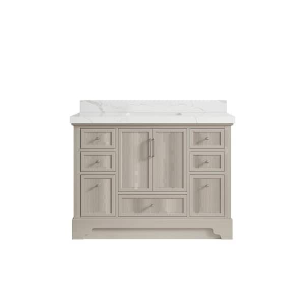 Willow Collections Alys 48 in. W x 22 in. D x 36 in. H Single Sink Bath Vanity in Fine Grain with 2 in. Calacatta Laza Qt. Top