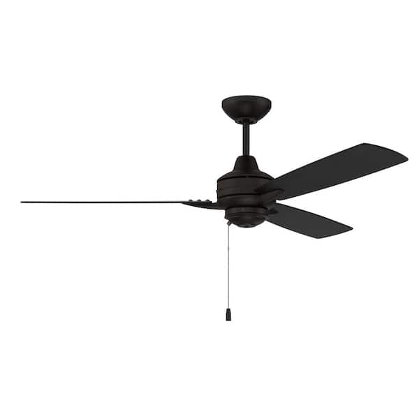 CRAFTMADE Moto 52 in. Indoor/Outdoor Dual Mount Heavy-Duty, 3-Speed Reversible Motor Ceiling Fan in Flat Black Finish