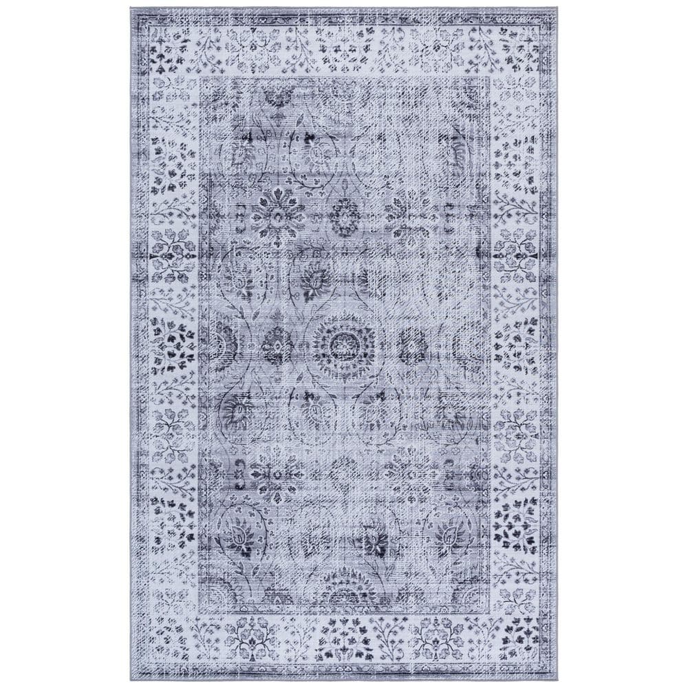 Tucson Dark Gray/Light Gray 5 ft. x 8 ft. Machine Washable Abstract Border Medallion Area Rug price history on PriceWatchPro