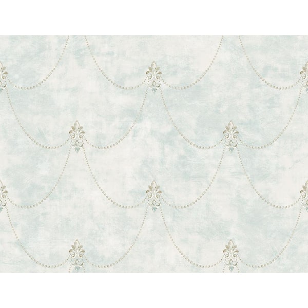 CASA MIA Fleur de Lys Green Paper Non-Pasted Strippable Wallpaper Roll (Cover 60.75 sq. ft.)