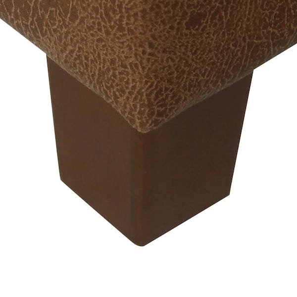 Homepop Distressed Brown Faux Leather Tufted Square Storage