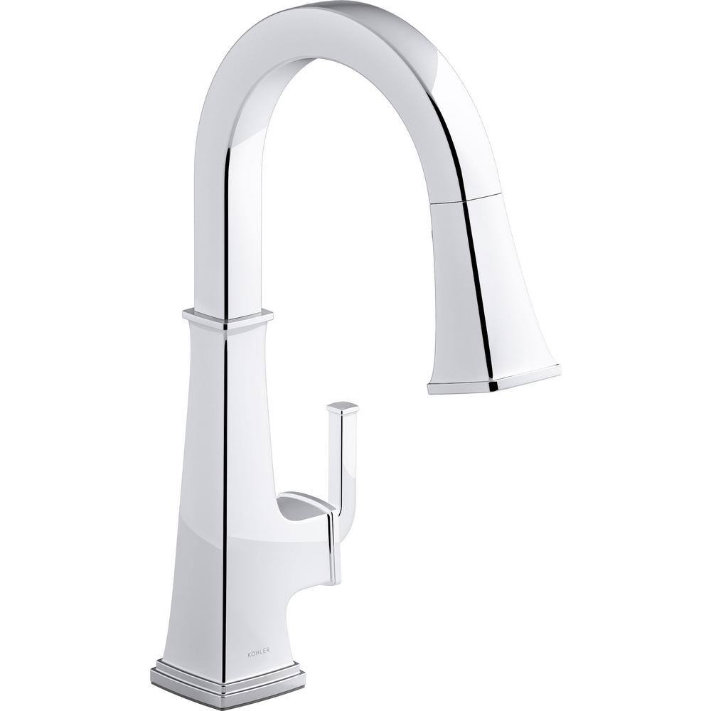 Polished Chrome Single-Handle Pull-Down Kitchen Faucet with Sprayhead