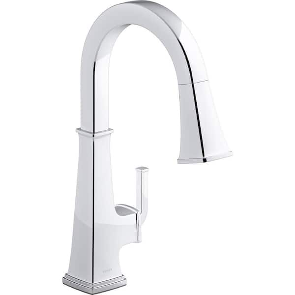 KOHLER Riff Single Handle Pull Down Sprayer Kitchen Faucet in Polished Chrome